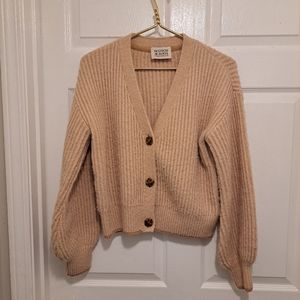 Scotch and Soda Cream Fuzzy Wool Voluminous Knit Cardigan Sweater